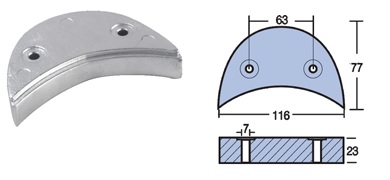 Anodo a Piastra Serie OMC Johnson - Evinrude 90 - 140 Hp